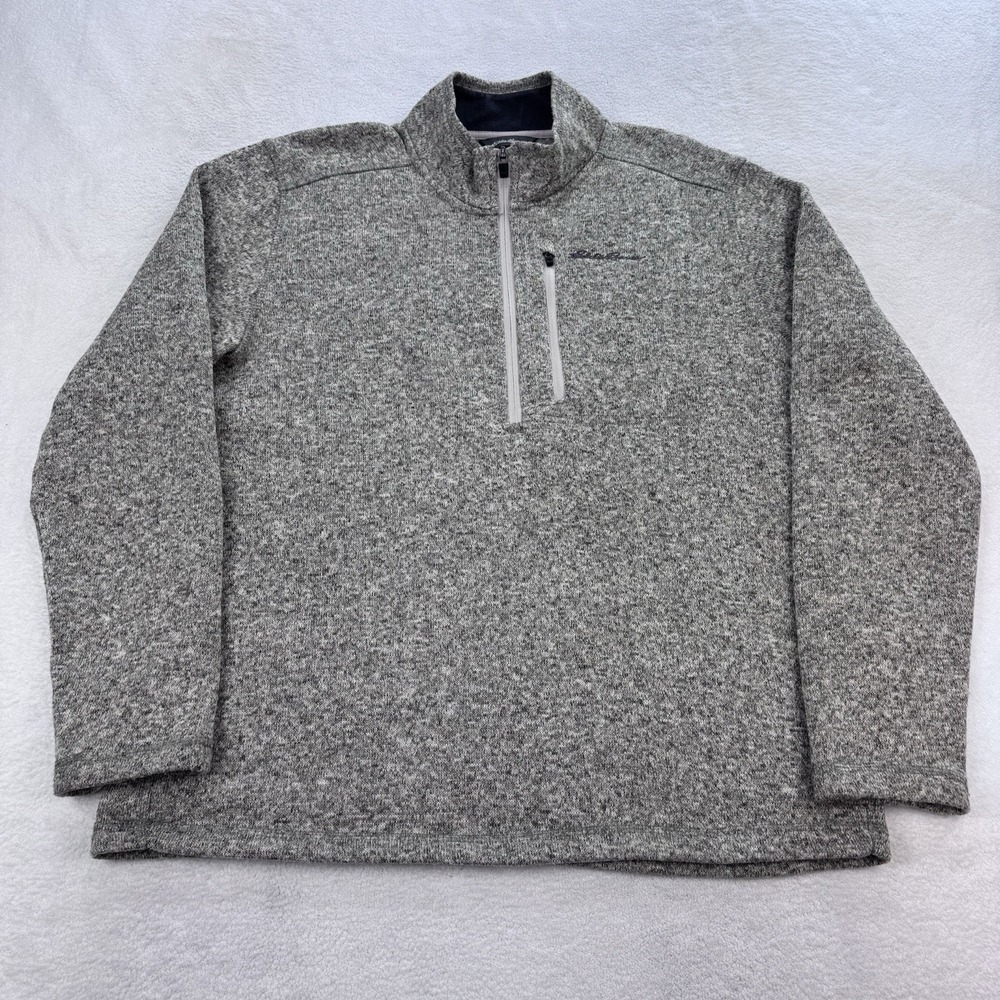 Eddie Bauer Fleece 1/4 Zip Sweater Men XL Gray Better Sweater L/S